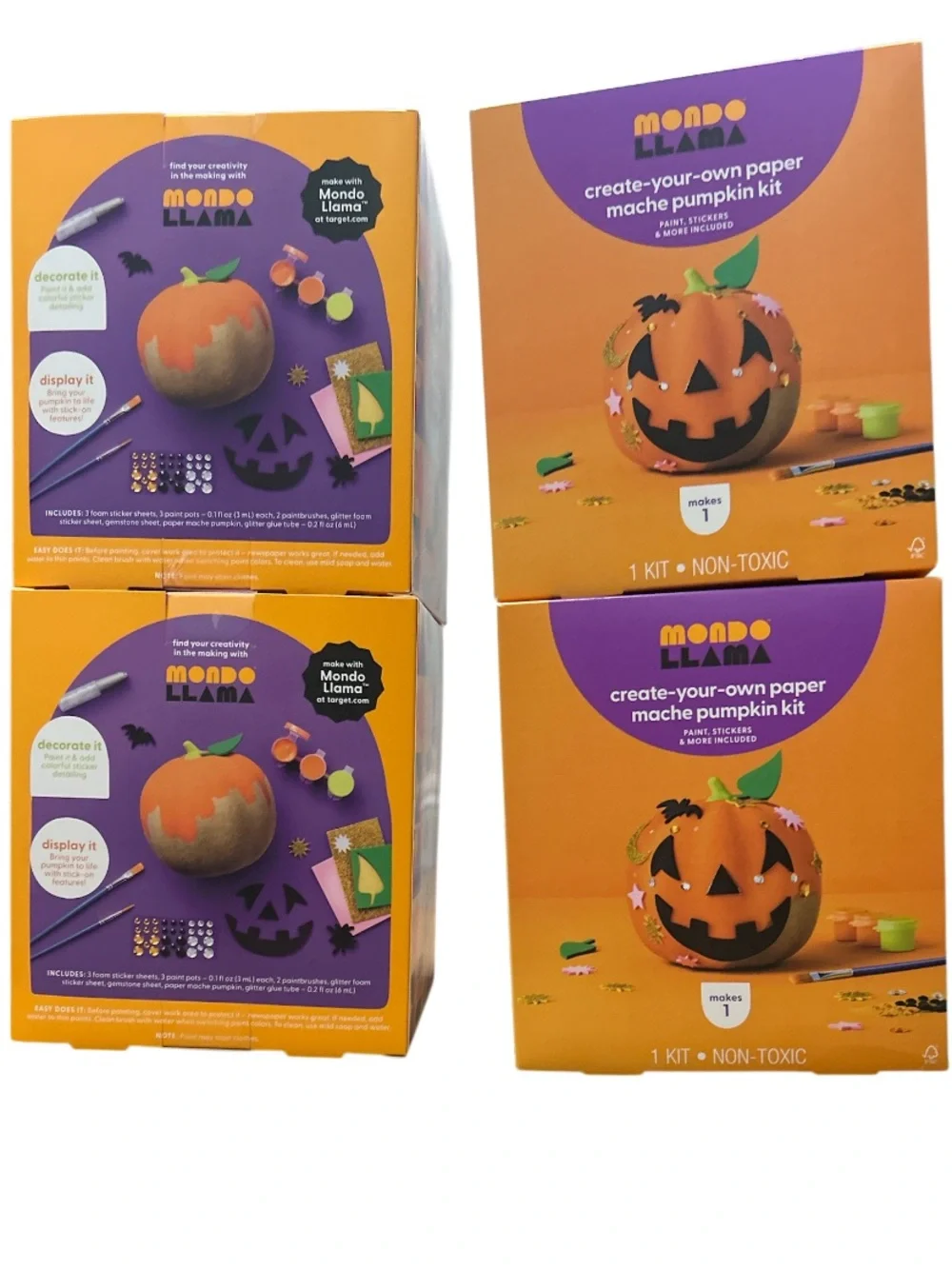 NEW mondo llama set of 4 create your own paper mache Pumpkin Craft Kit.